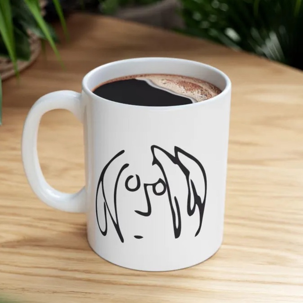 John Lennon Sketched Portrait Sign Coffee Tea Mug 2011 Yoko Ono NEW Unboxed